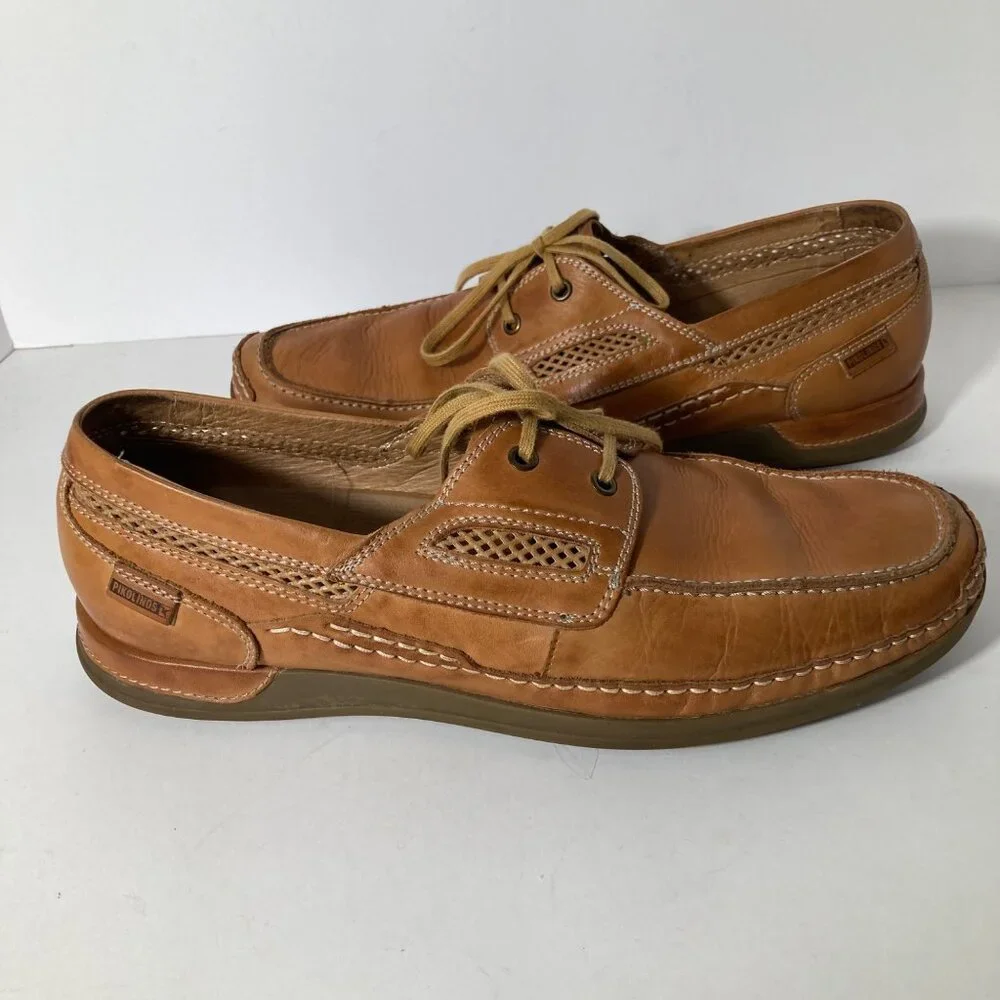Mens Pikolinos Secolino Leather Lace Up Boat Shoe Brown 45/ US 11.5 or 12 Made I